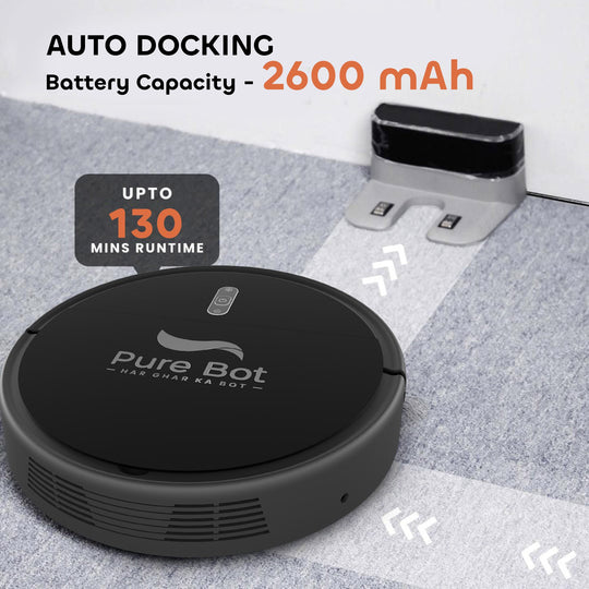 L1, 2-in-1 Automatic Robot Vacuum and Mop Cleaner, 3000 Pa Suction, 2600 mAh Self Charging Battery, Up to 130 Mins of Battery Life, Smart Navigation, App, Alexa & Google Enabled, Black