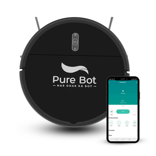 L1, 2-in-1 Automatic Robot Vacuum and Mop Cleaner, 3000 Pa Suction, 2600 mAh Self Charging Battery, Up to 130 Mins of Battery Life, Smart Navigation, App, Alexa & Google Enabled, Black