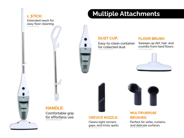 Pure Bot Lstick Neo Plus 800W 2-in-1 Stick Handheld Vacuum Cleaner | 16 kPa Suction, Bagless 0.8L, HEPA Filter, Sofa Car Home Cleaning