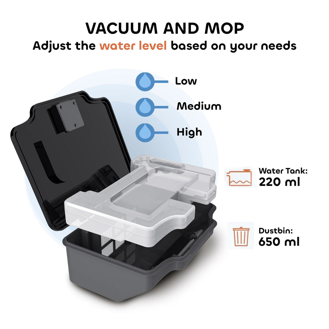 L1, 2-in-1 Automatic Robot Vacuum and Mop Cleaner, 3000 Pa Suction, 2600 mAh Self Charging Battery, Up to 130 Mins of Battery Life, Smart Navigation, App, Alexa & Google Enabled, Black